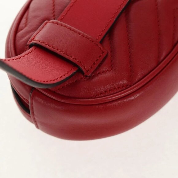 GUCCI GG Marmont Waist Bag Leather Red Gold 476434 Auth 146076V - Picture 5 of 16